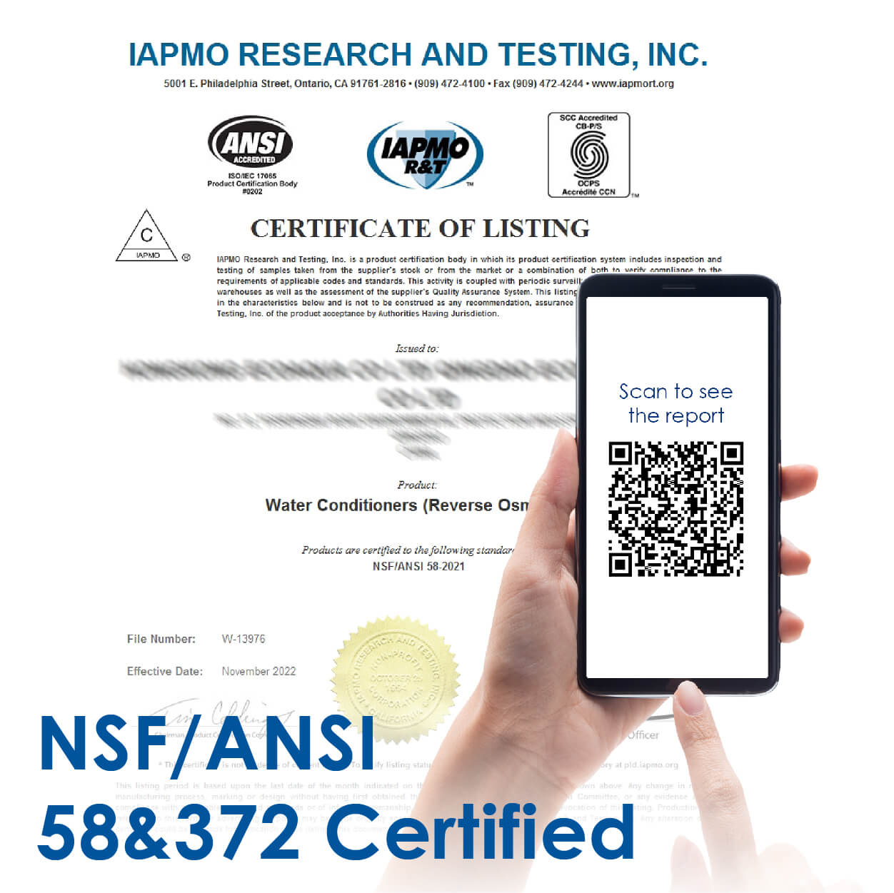 NSF/ANSI 58 & 372 Certified