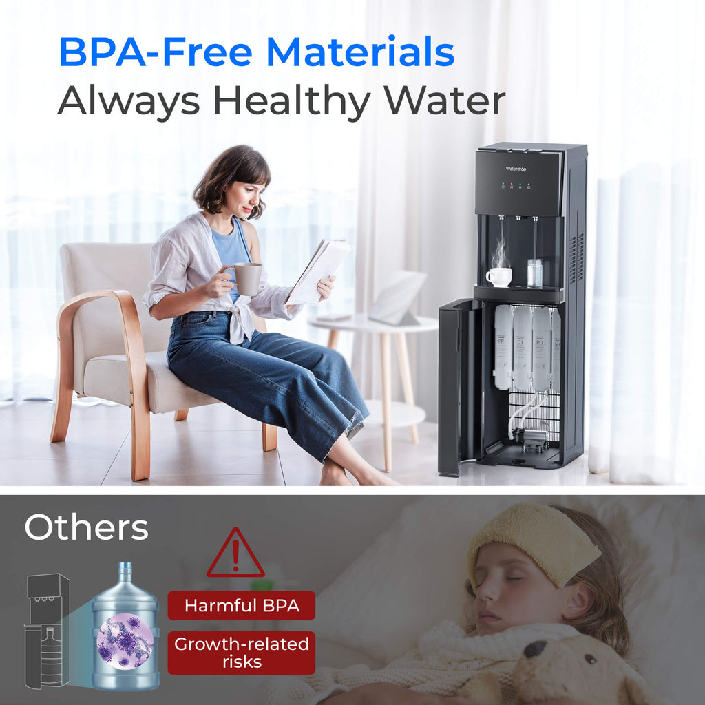 Waterdrop Y1CH Mineral Reverse Osmosis Bottleless Water Cooler, Black