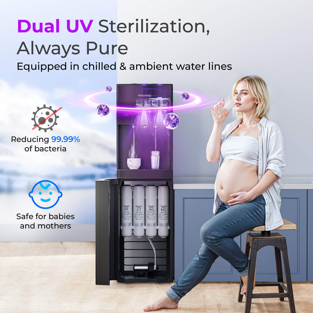 Waterdrop Y1CH Mineral Reverse Osmosis Bottleless Water Cooler, Black