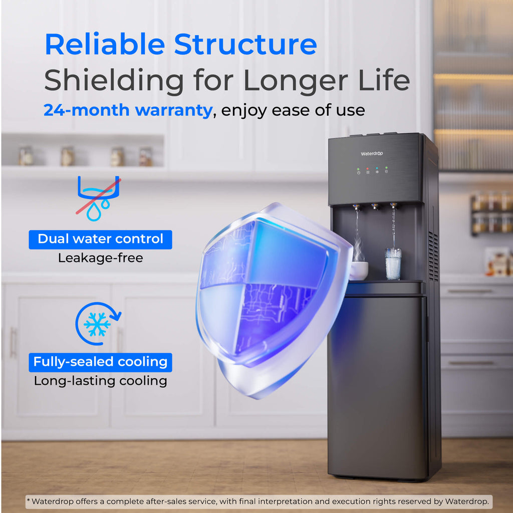Waterdrop Y1CH Hot and Cold Bottleless Water Cooler Dispenser, Black