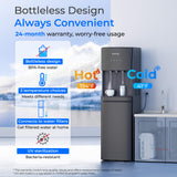 Waterdrop Y1CH Hot and Cold Bottleless Water Cooler Dispenser, Black