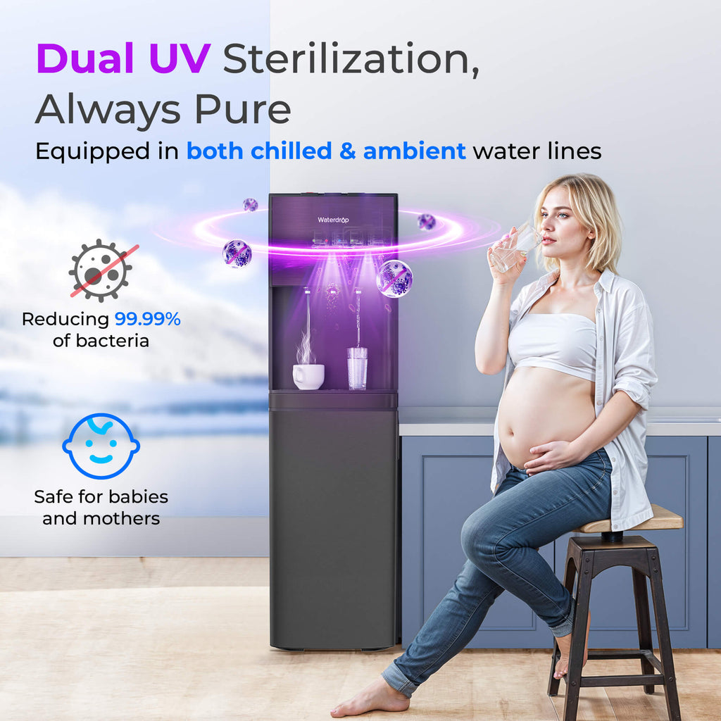 Waterdrop Y1CH Hot and Cold Bottleless Water Cooler Dispenser, Black