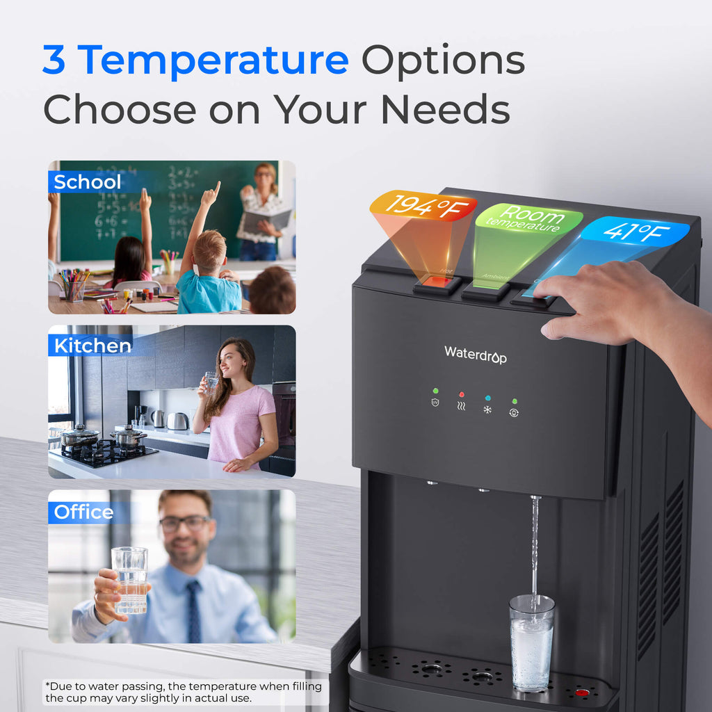 Waterdrop Y1CH Reverse Osmosis Bottleless Water Cooler, Black