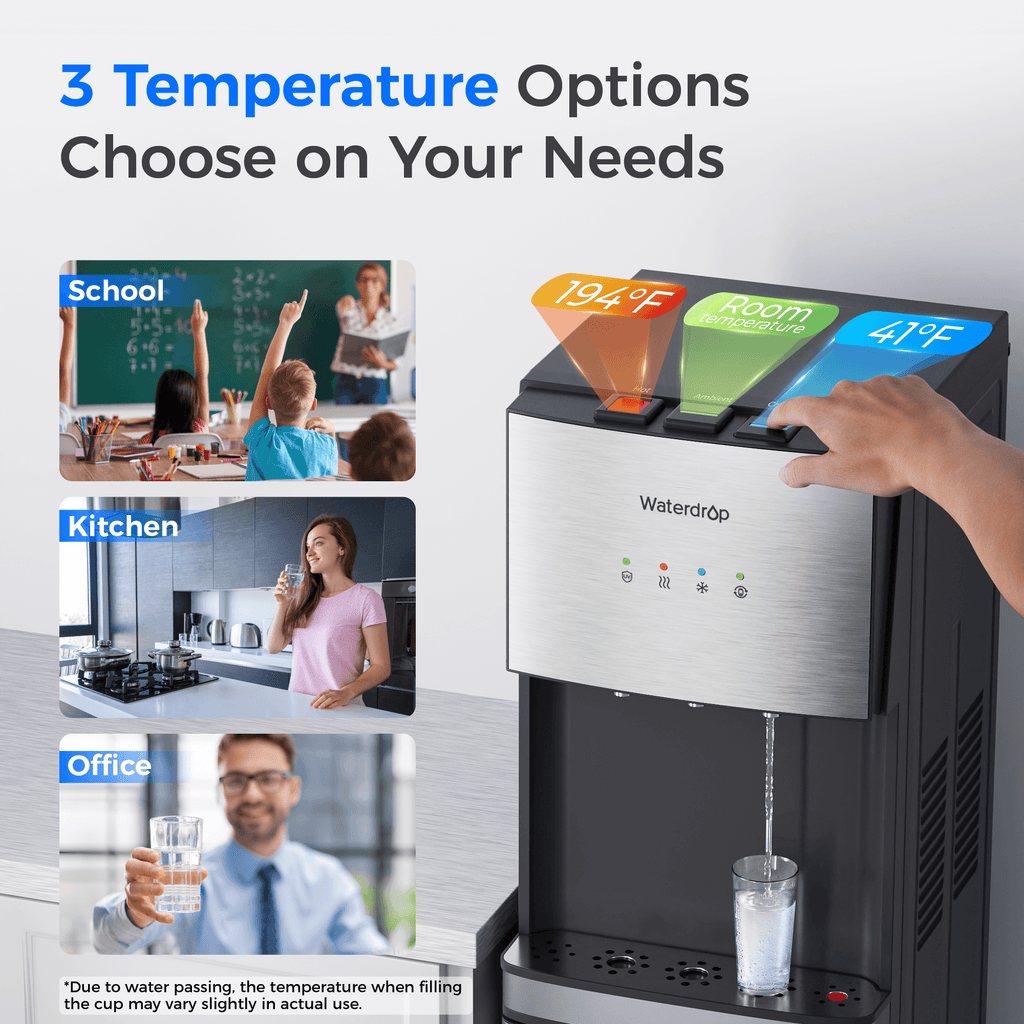 Waterdrop Y1CH-SC 8-Stage Advanced Filtration Bottleless Water Cooler, Silver