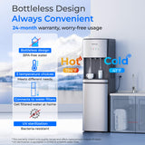 Waterdrop Y1CH Hot and Cold Bottleless Water Cooler Dispenser, Silver