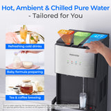 Waterdrop Y1CH Hot and Cold Bottleless Water Cooler Dispenser, Silver