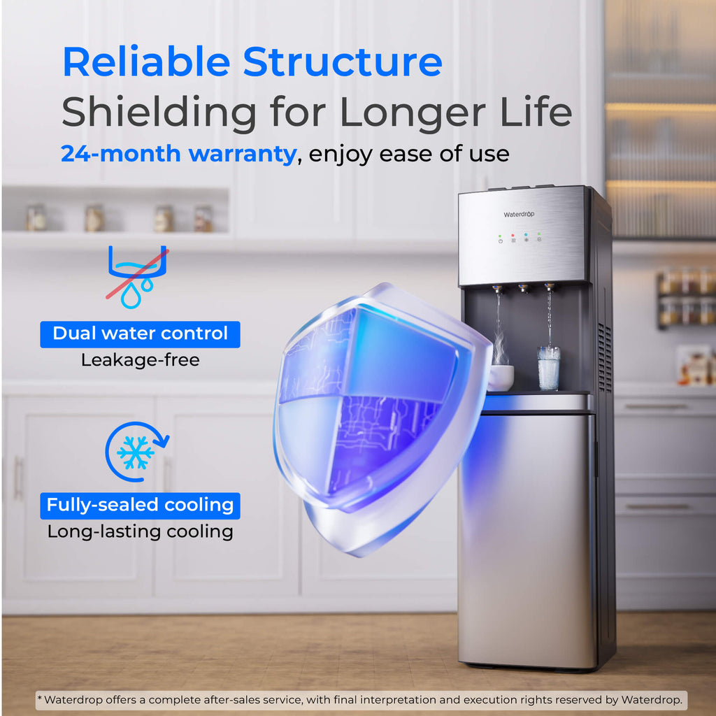 Waterdrop Y1CH Hot and Cold Bottleless Water Cooler Dispenser, Silver