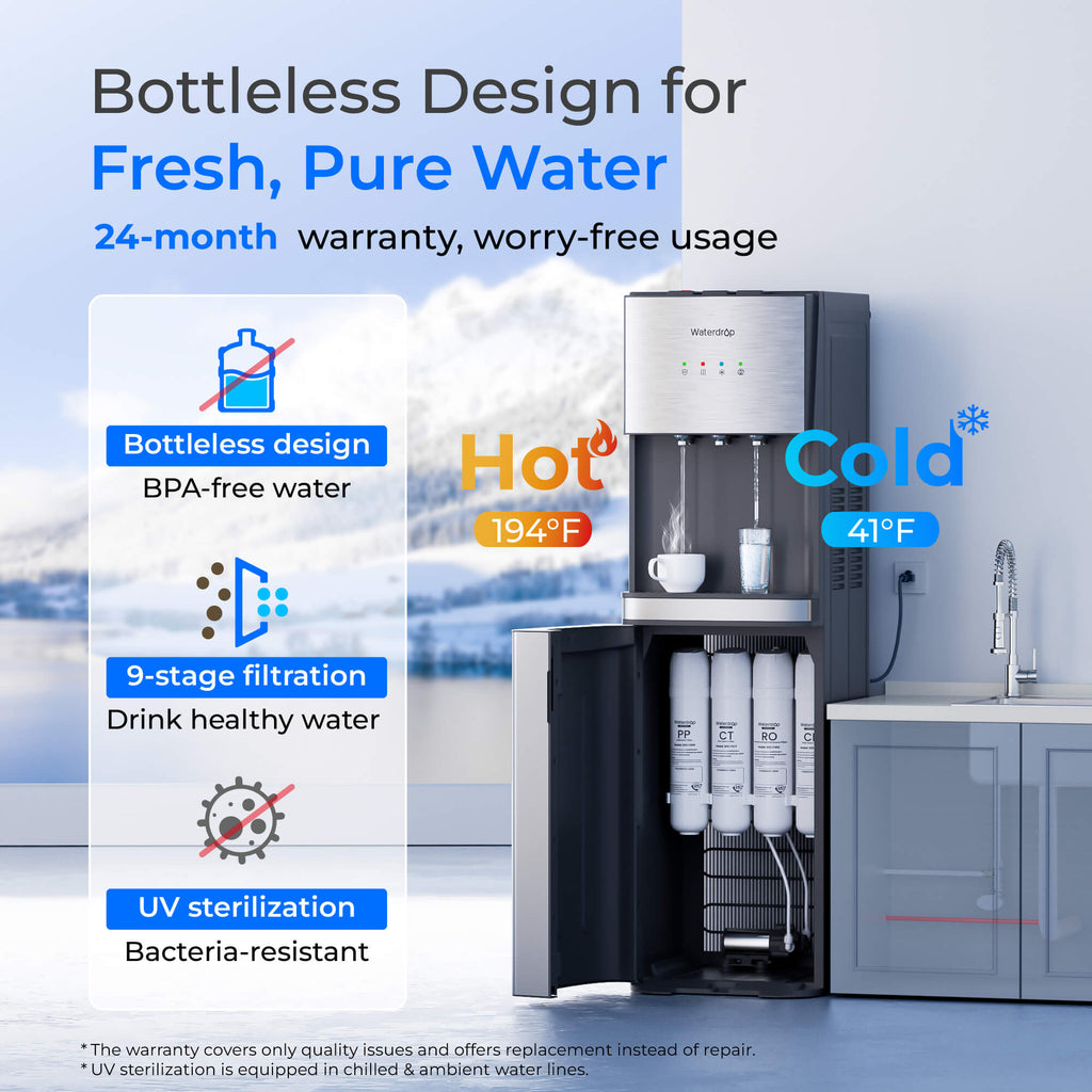 Waterdrop Y1CH Reverse Osmosis Bottleless Water Cooler, Silver