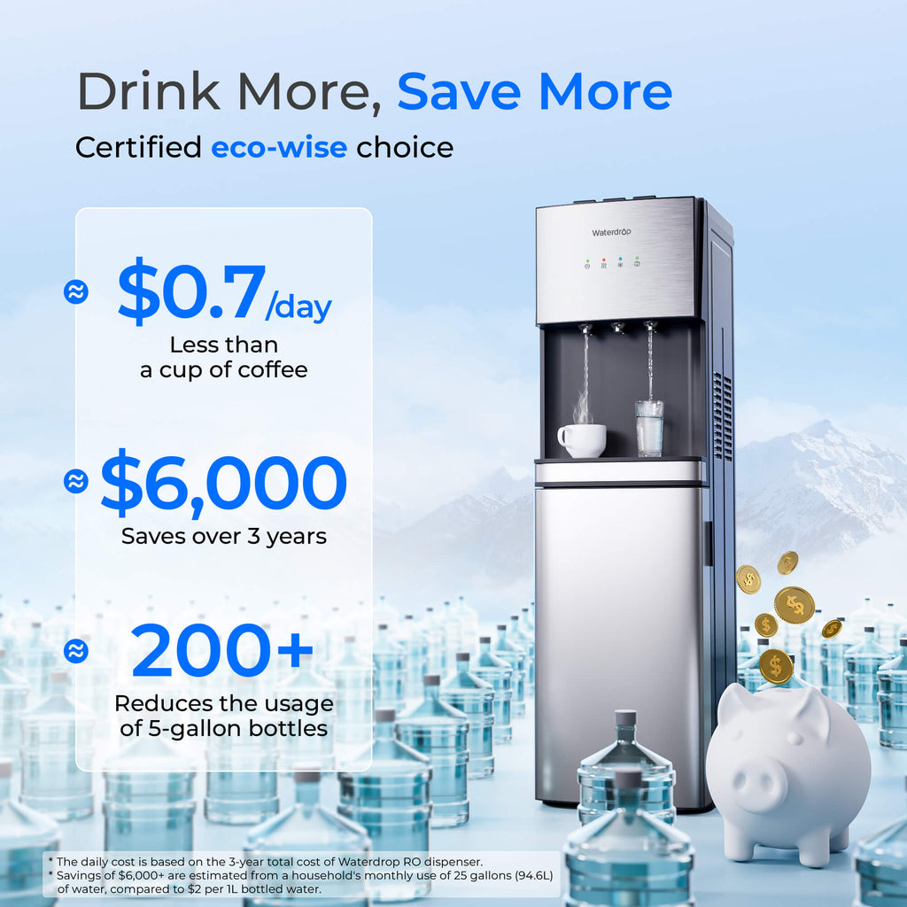 Waterdrop Y1CH Reverse Osmosis Bottleless Water Cooler, Silver