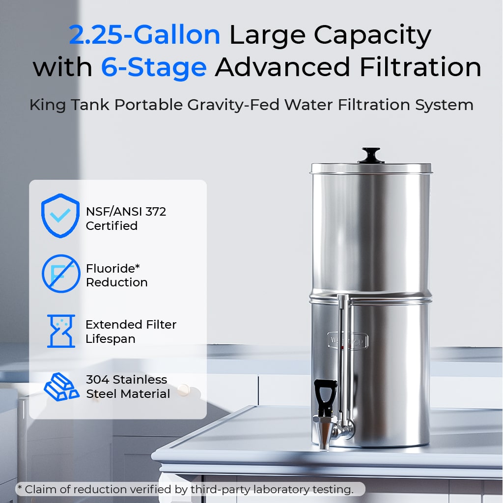 Waterdrop 2.25-gallon King Tank Gravity Water Filter System, Without Stand - Thumbnail 5