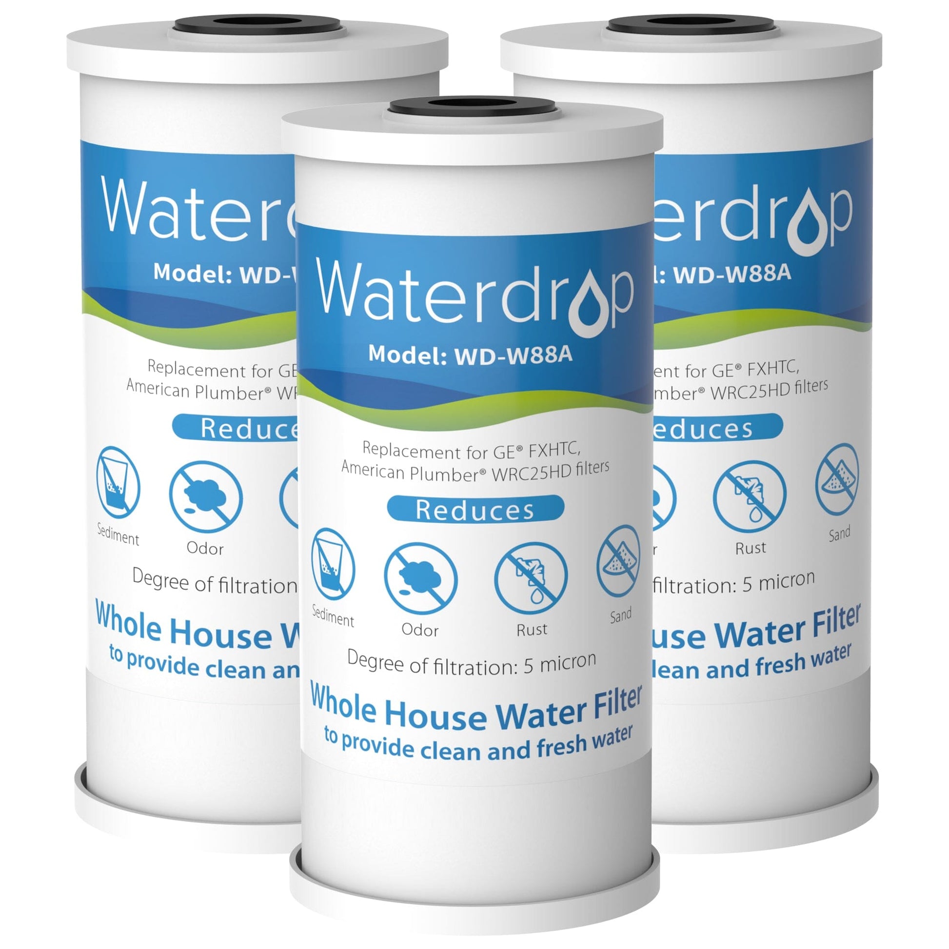 Waterdrop FXHTC Whole House Carbon Water Filter, Replacement for GE FXHTC, GXWH40L, GXWH35F