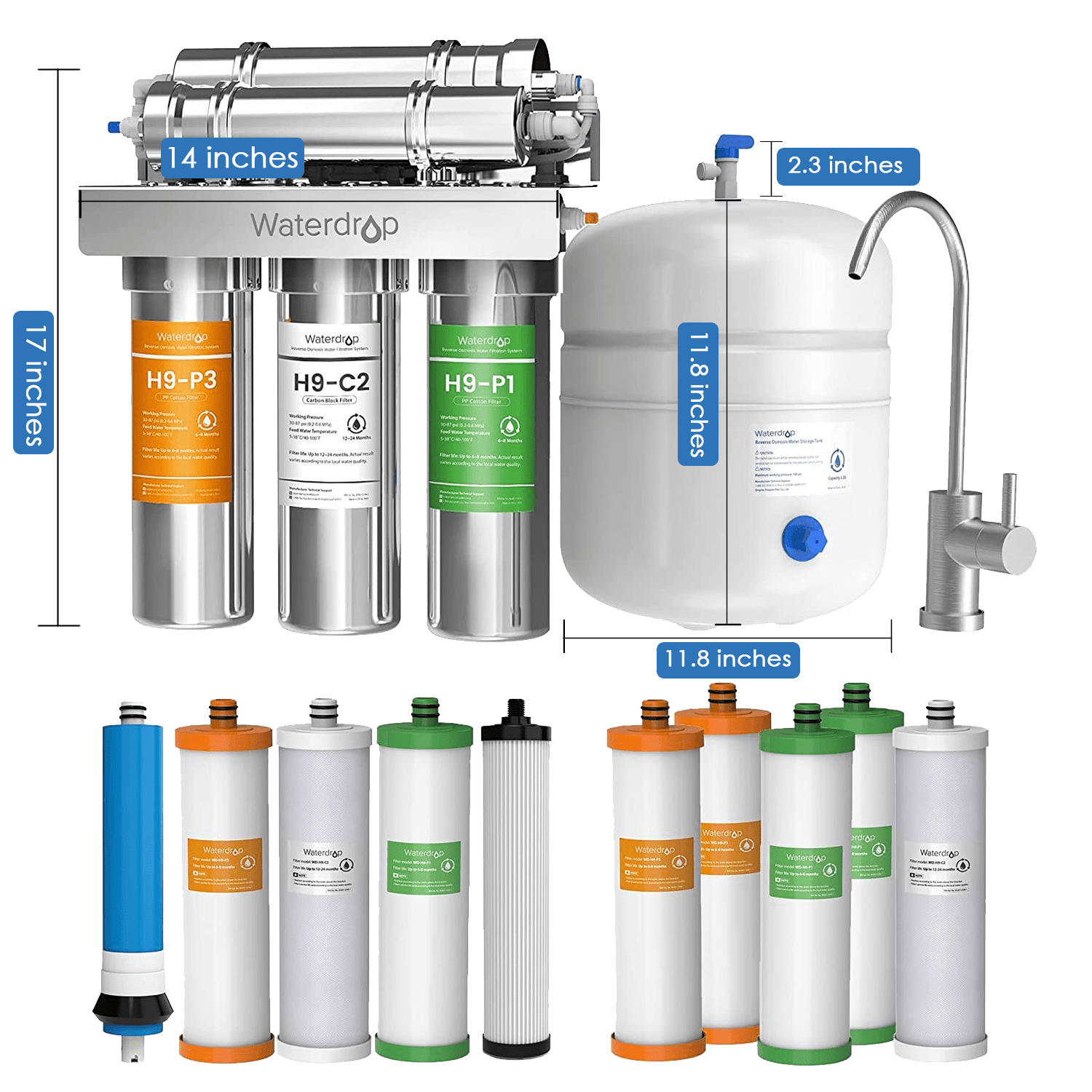 Waterdrop H9 Reverse Osmosis Stainless Steel Water Filtration System