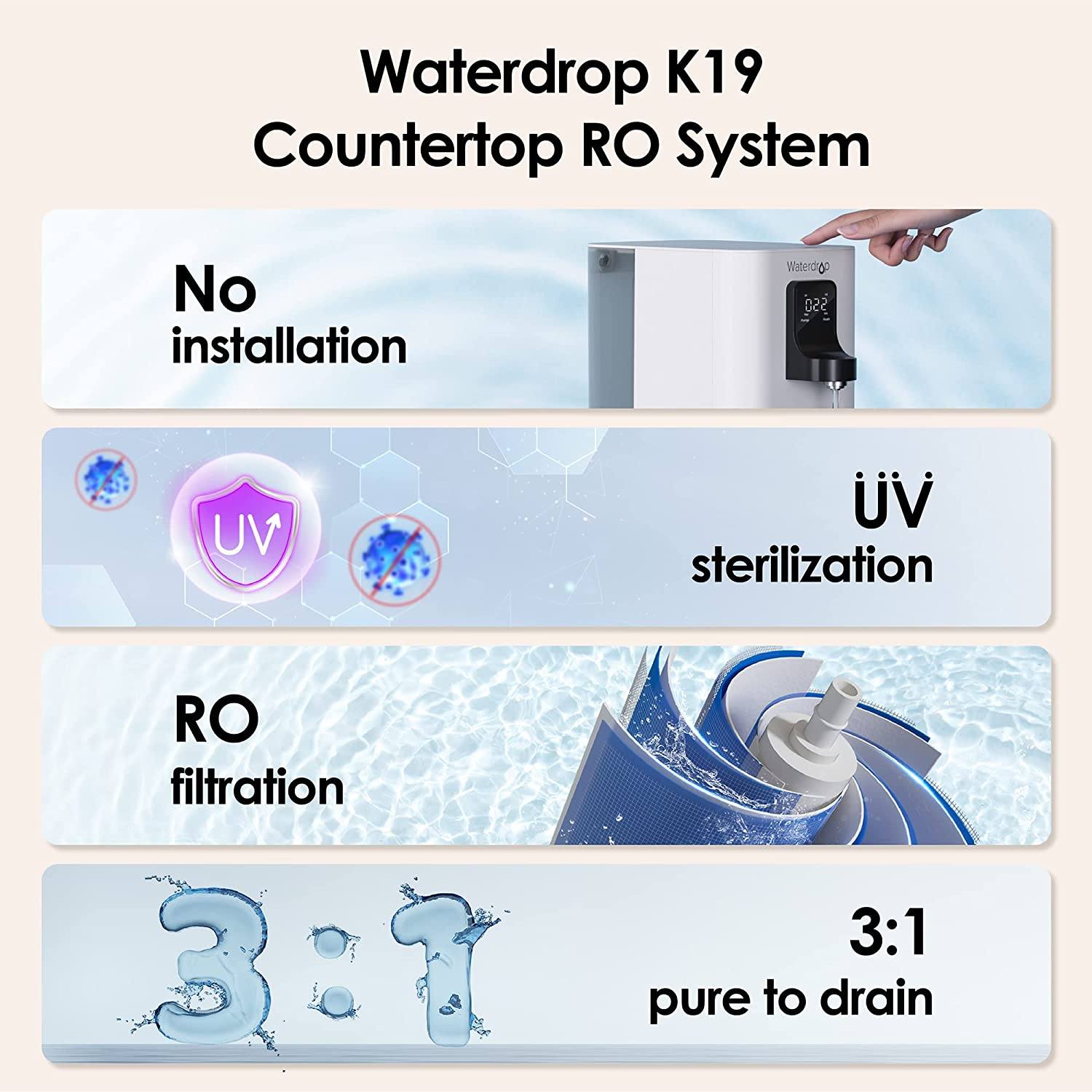 Countertop Reverse Osmosis Water Filter System - Waterdrop K19