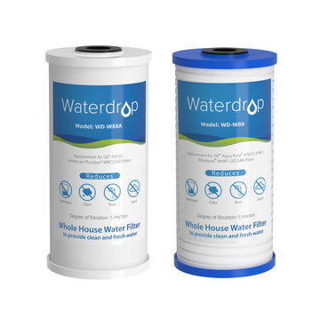Waterdrop WF10PG 5 Micron 4.5" x 10" Sediment Filter and Activated Carbon Filter, Replacement Cartridge for WFH21-PG Whole House Water Filtration System