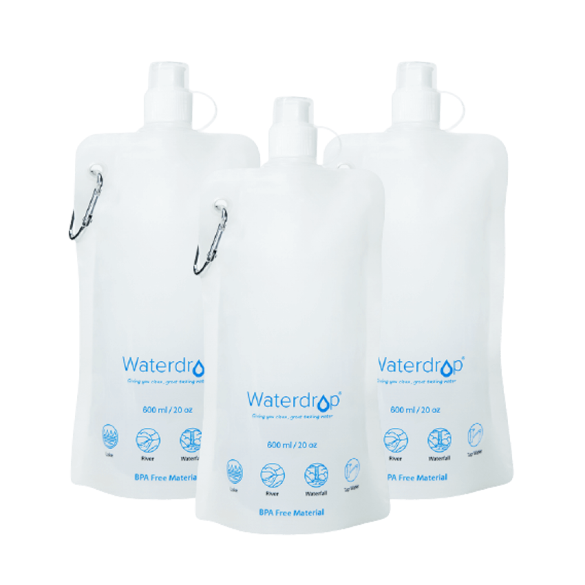 Waterdrop Collapsible Water Pouch pack of 3 (4760787943506)