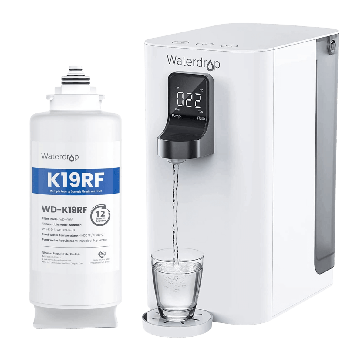 Water Ropu Filter K19 Countertop RO Water Filter with Extra Plus a K19RF Filter - Waterd