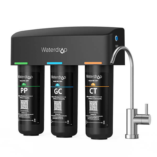 3-stage Under Counter Water Filter System with Dedicated Faucet Waterdrop TSB